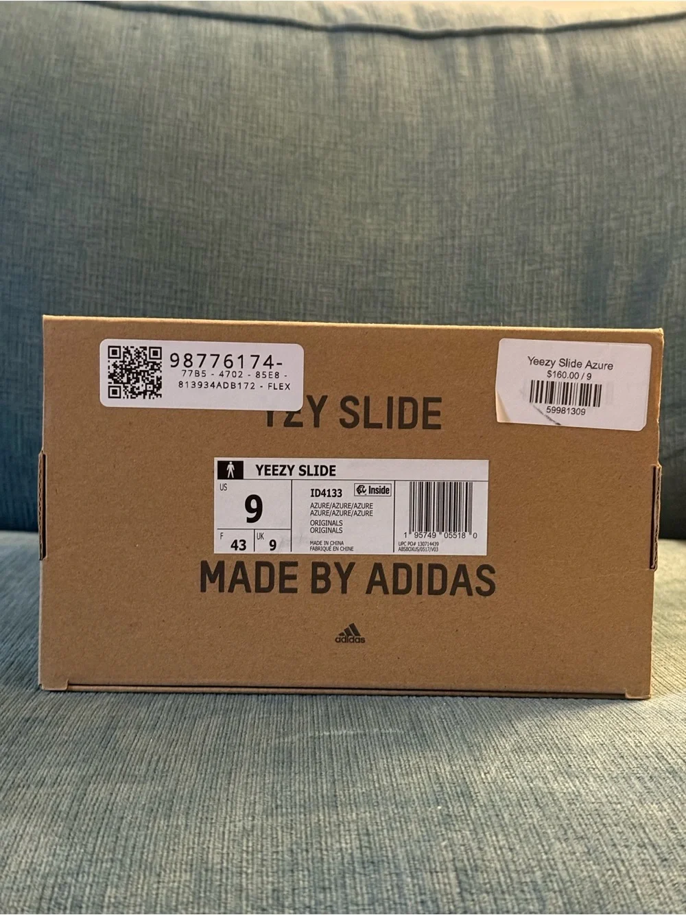 adidas YZY Slide in Bold Blue Foam Slide Sandals